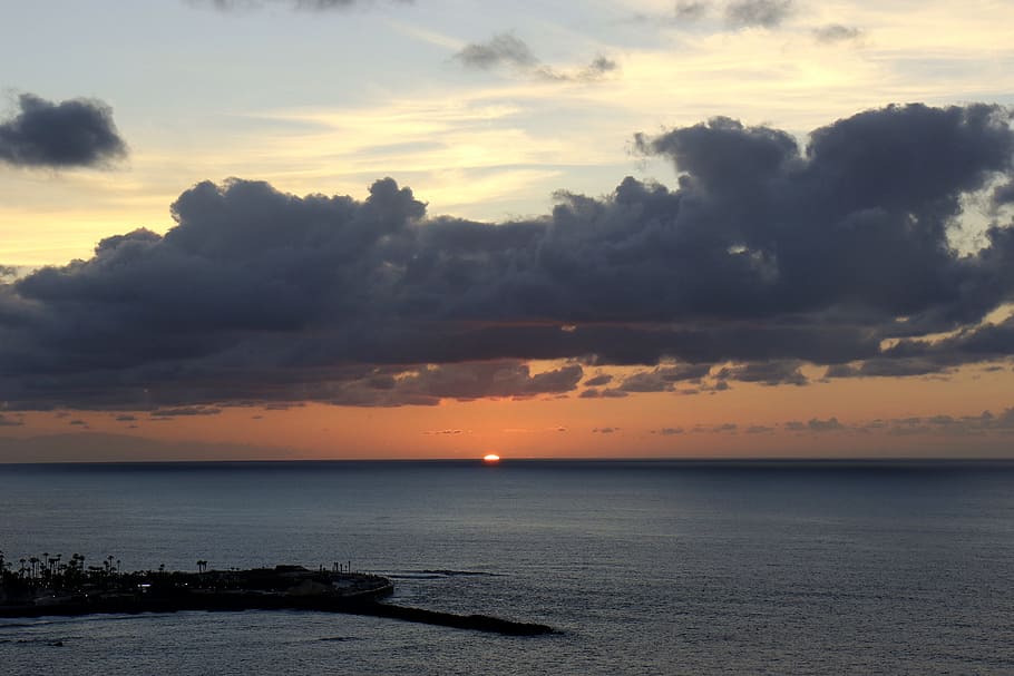 Sunset, Clouds, West, sky, the sun, light, sea, evening, the atlantic ocean HD wallpaper
