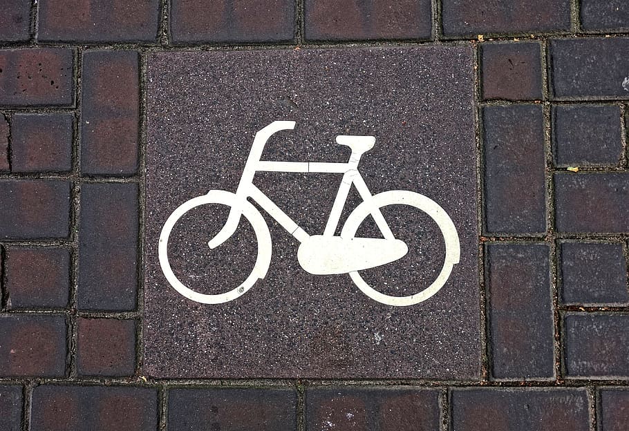 bicycle, icon, sign, traffic sign, stone, tile, street, brick, HD wallpaper