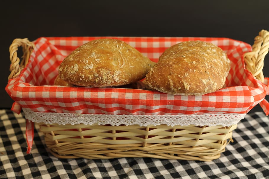 food, bread, bread roll, homemade, basket, breakfast, bake HD wallpaper