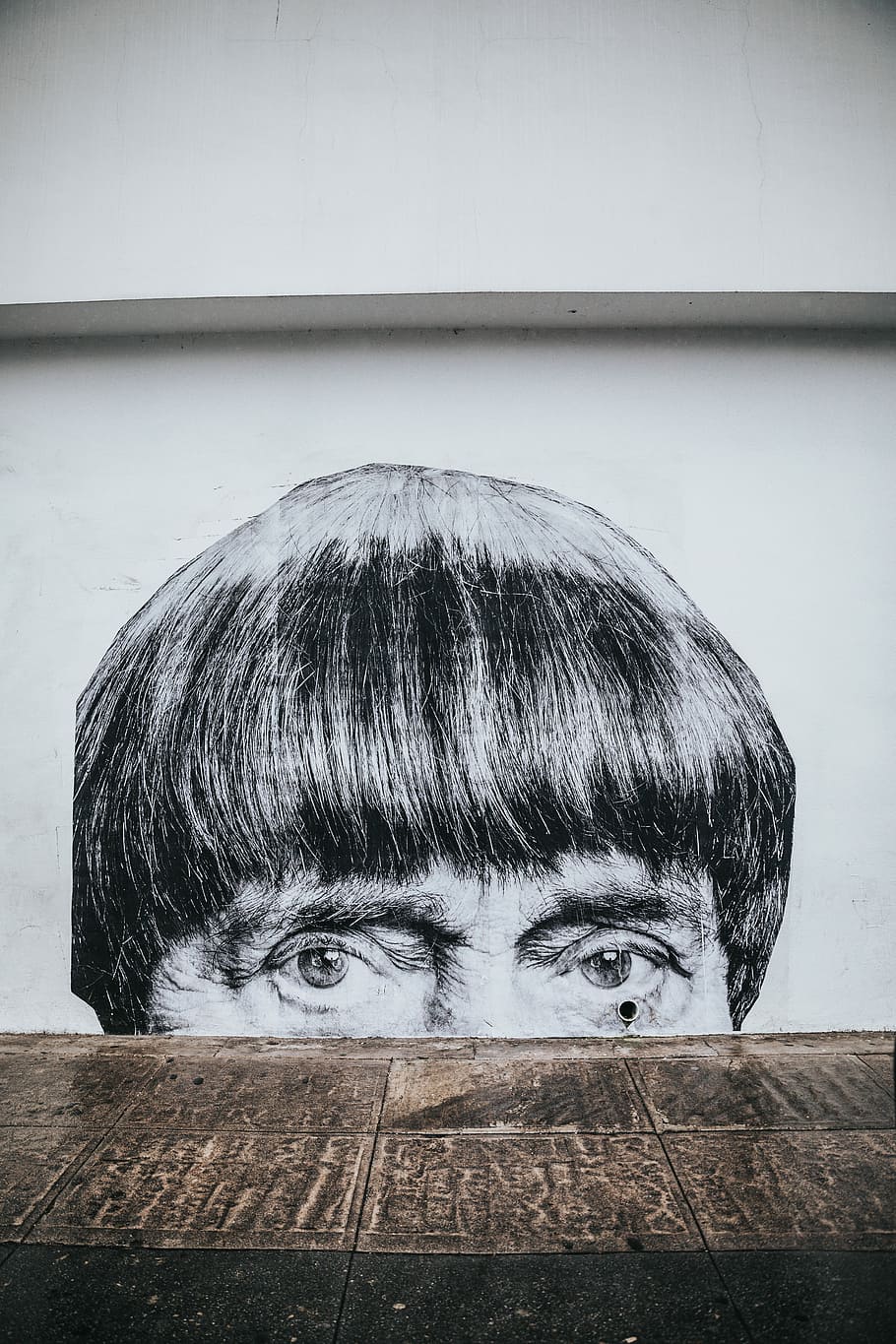 man's head painting, man's portrait on wall, graffiti, los angeles HD wallpaper