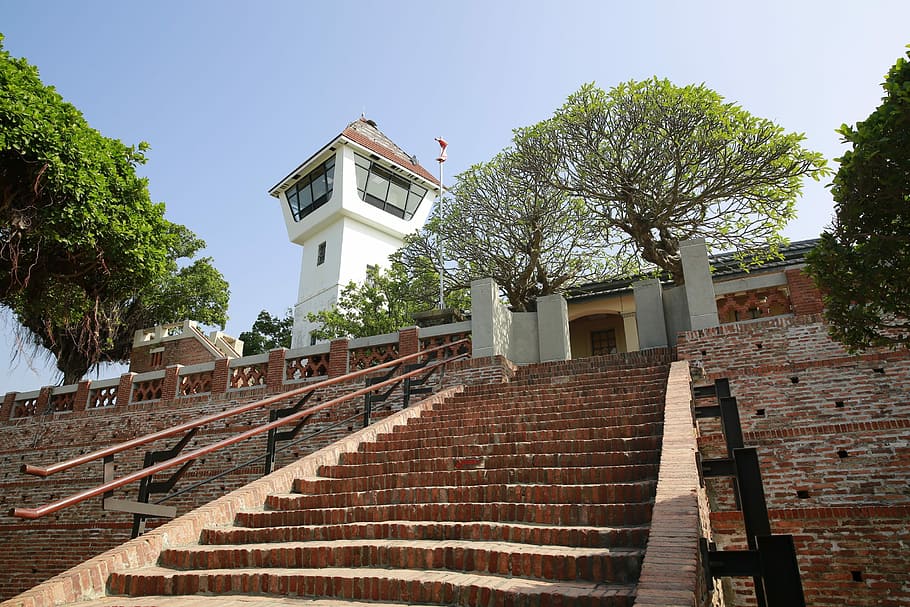 Tainan, Ping An, Fort Zeelandia, Stairs, building, tower, steps, HD wallpaper