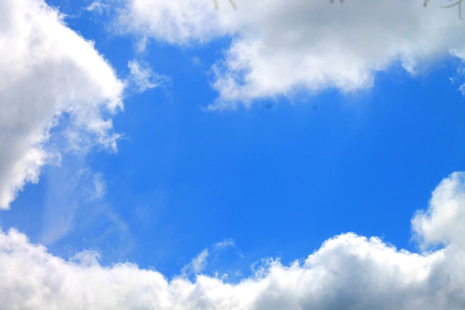sky, blue, clouds, cloud - sky, cloudscape, backgrounds, white color HD wallpaper