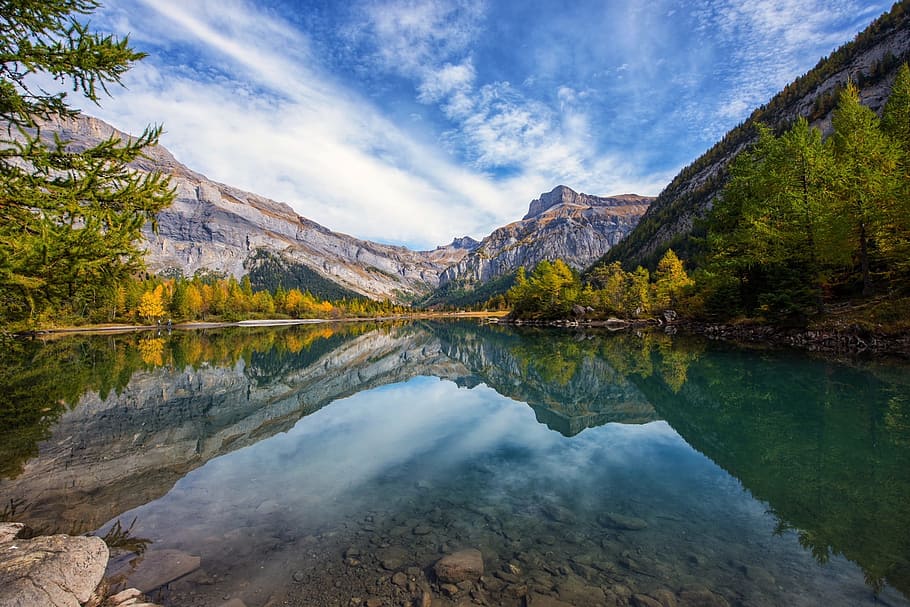 nature, bergsee, mirroring, water, reflection, scenics - nature HD wallpaper