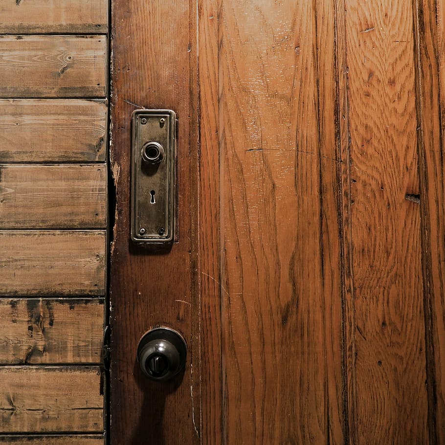 wood, lock, door, wood - material, brown, entrance, full frame HD wallpaper