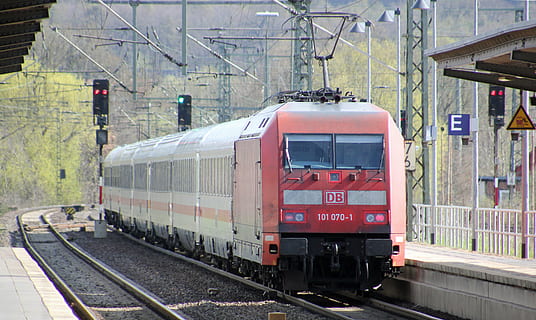 deutsche bahn, train, br 101, ic, electric locomotive, railway station HD wallpaper
