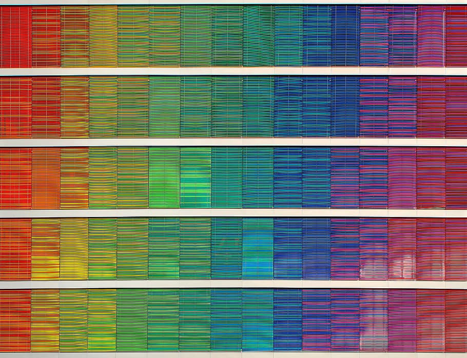 rainbow frequency, multicolored silk textile, windows, pattern HD wallpaper