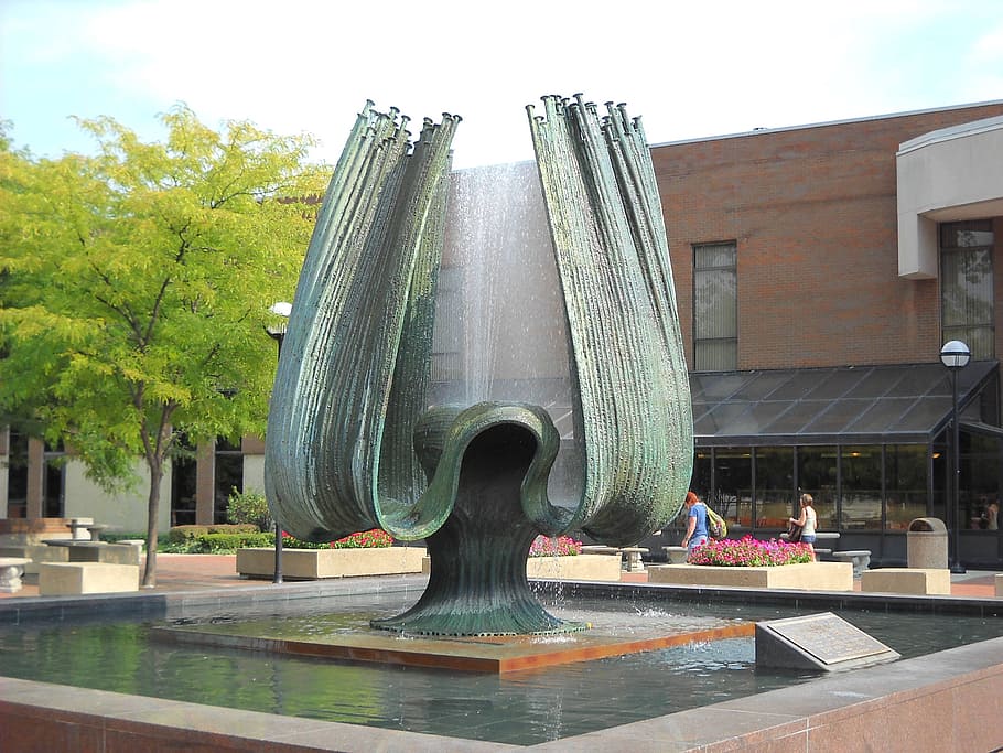 Marshall University, Memorial Fountain, college, education, architecture, HD wallpaper