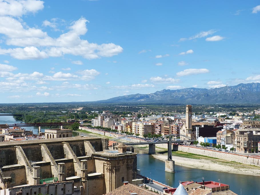 Tortosa, Catalunya, Ebro River, River, View, panorama, cityscape, HD wallpaper