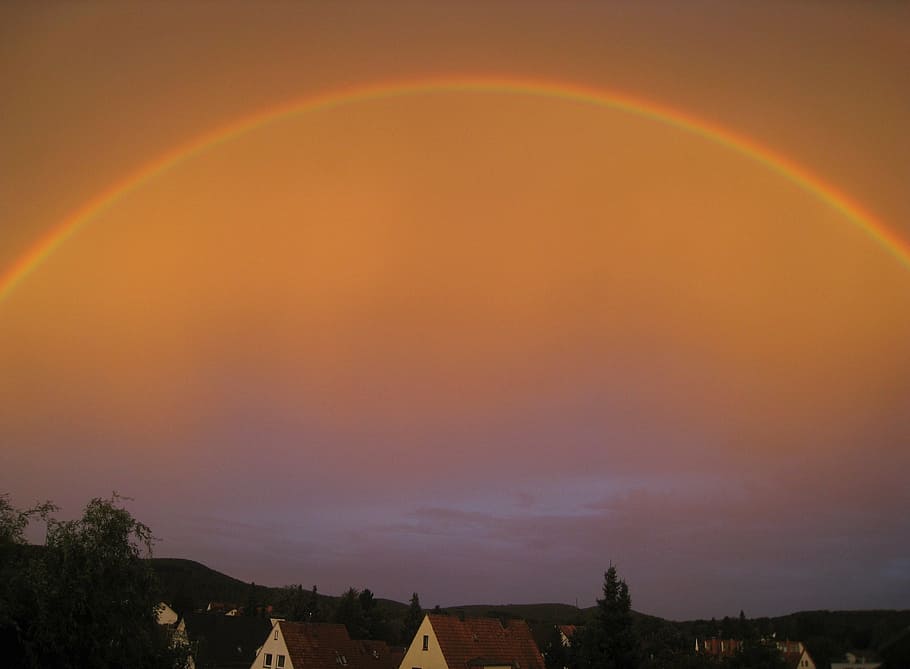 rainbow, sky, skies, reflection, nature, natural spectacle HD wallpaper
