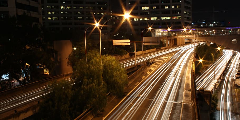 time lapse photography of road, Night, Traffic, Lights, Long Exposure HD wallpaper