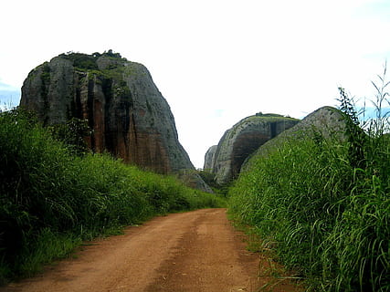 empty road near the rock formation photography, angola, sky HD wallpaper