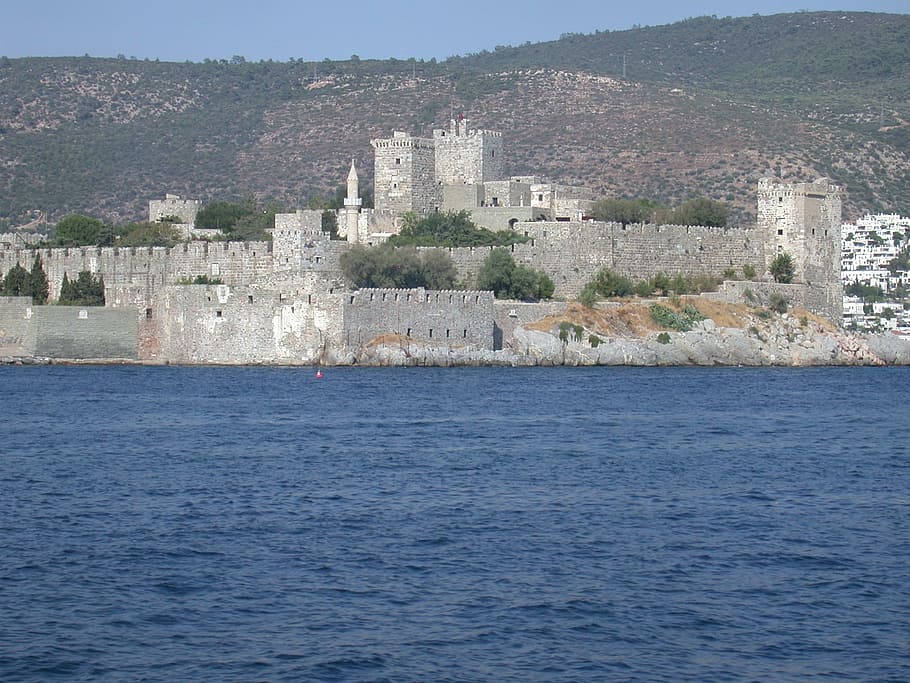 castle, fortress, sea, costa, bodrum, turkey, built structure