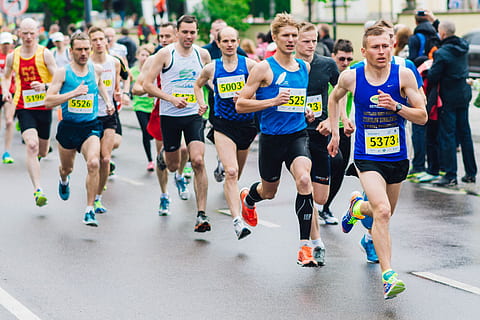 group of people doing marathon, race, runners, athletes, fitness HD wallpaper