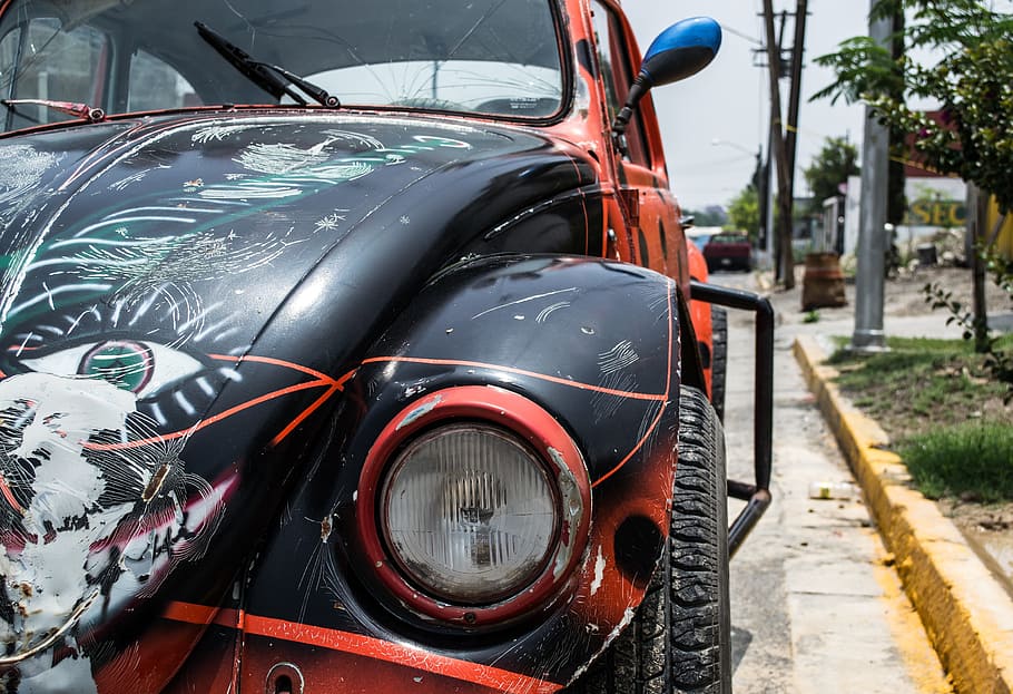 beetle, bug, vw, volkswagen, car, automobile, street, vintage car HD wallpaper