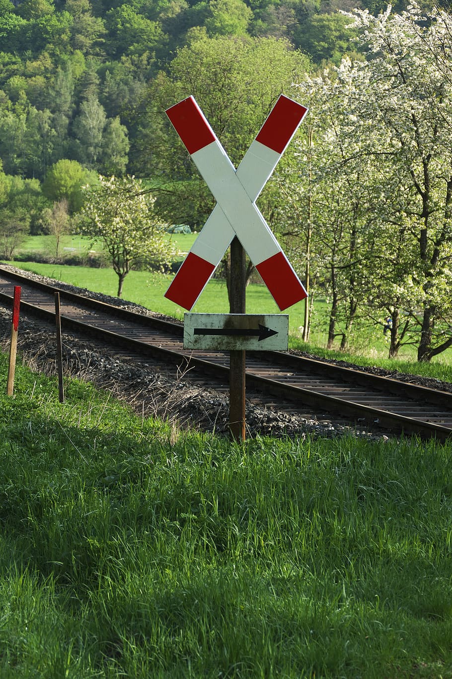 level crossing, road sign, gleise, warnkreuz, andreaskreuz, HD wallpaper