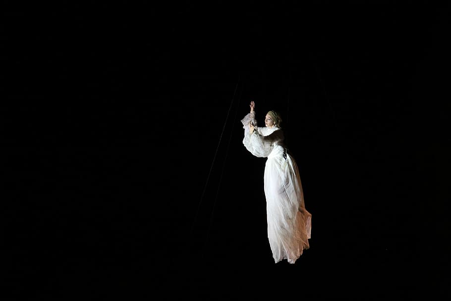 Ghost, White, White, Night, Show, Dance, Flight, black background HD wallpaper