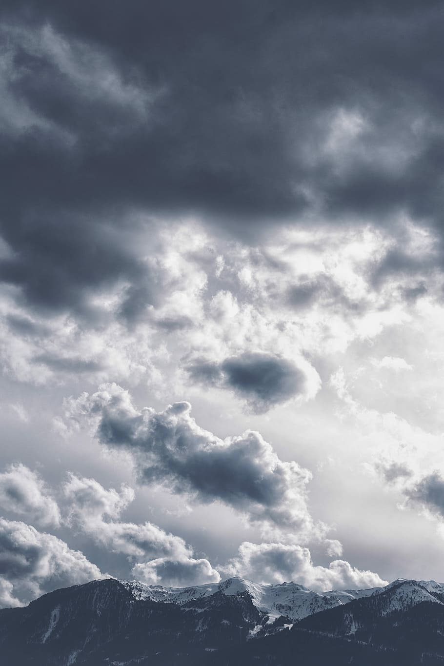 cumulonimbus clouds, landscape photography of black and gray mountain range under cloudy sky HD wallpaper