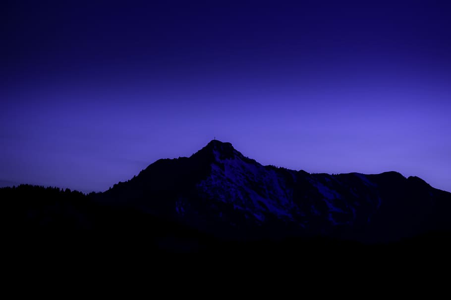 mountain, purple, night, sky, scenics - nature, beauty in nature HD wallpaper