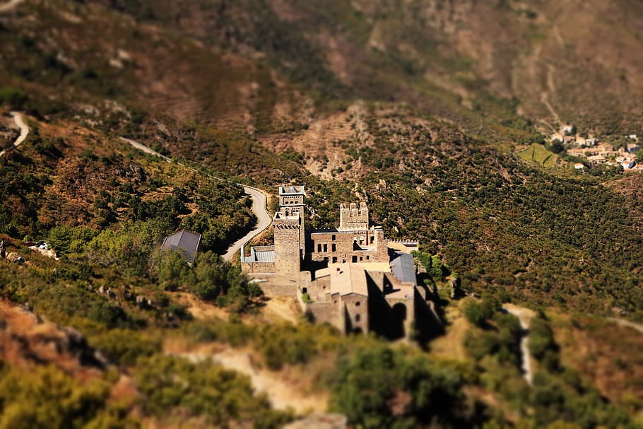 Gray Castle, ancient, architecture, blur, building, high angle shot HD wallpaper