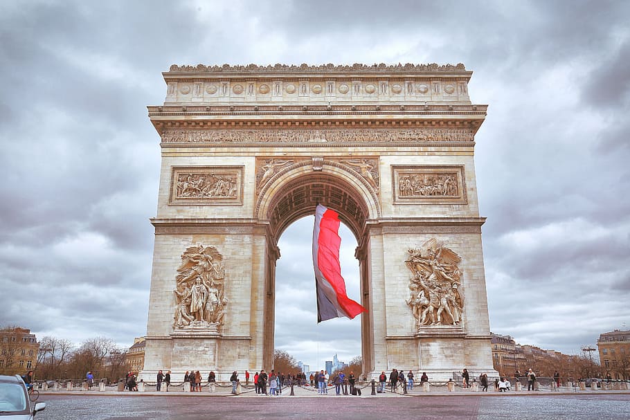 french, the arc de triomphe, construction, architecture, travel destinations HD wallpaper