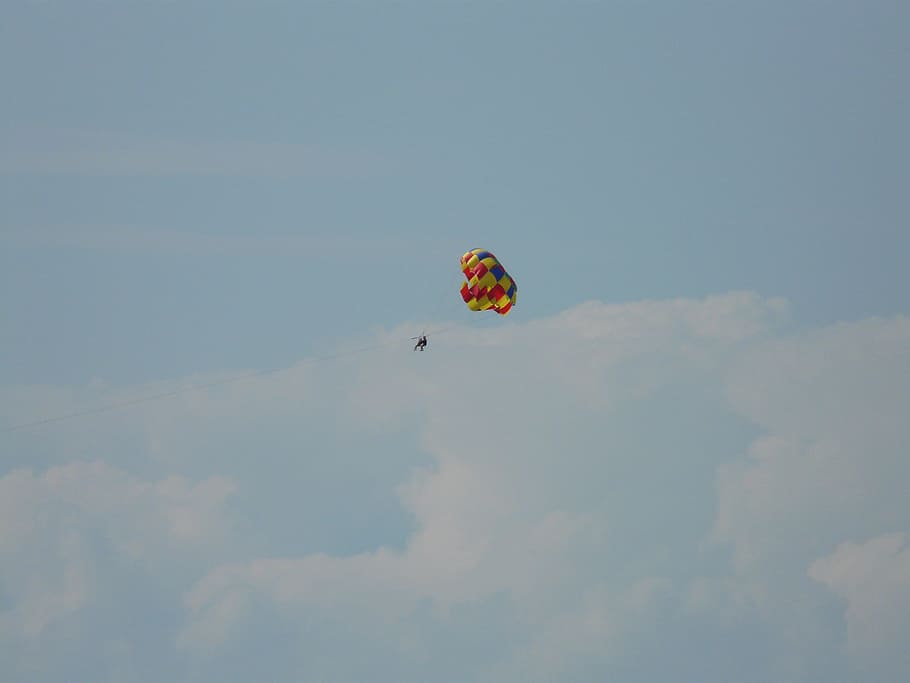 Parasailing, Controllable Parachuting, parachute, fly, bird's eye view HD wallpaper