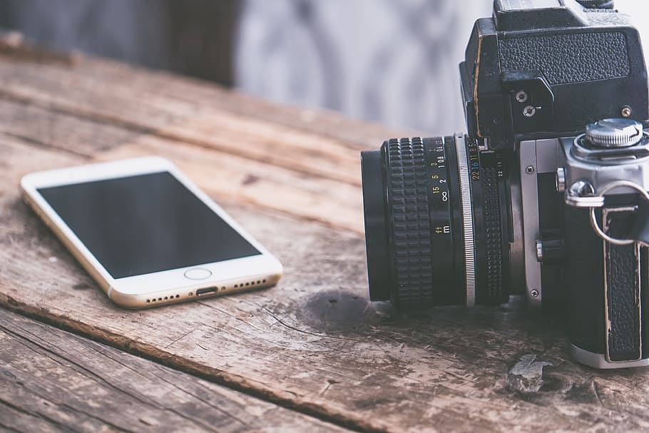 camera, iphone, smartphone, desk, device, electronics, equipment HD wallpaper