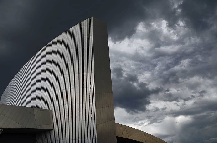 silver concrete building, modern, architecture, lines, texture HD wallpaper