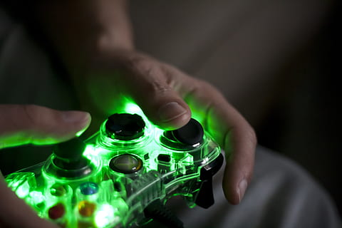 person holding Xbox 360 controller, play, technology, console HD wallpaper