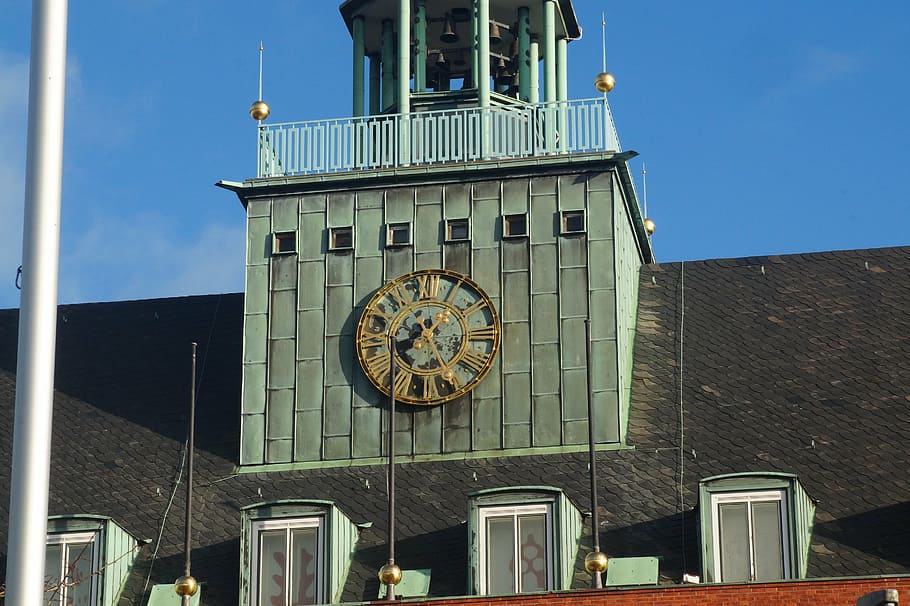 town hall, old clock, emden, architecture, built structure HD wallpaper
