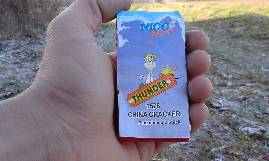 fireworks, pyro, pyrotechnics, box, china cracker, human hand HD wallpaper