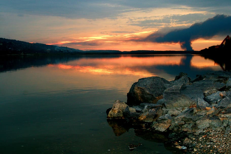 Lake, Sunset, Reflection, In The Evening, landscape, cloud HD wallpaper