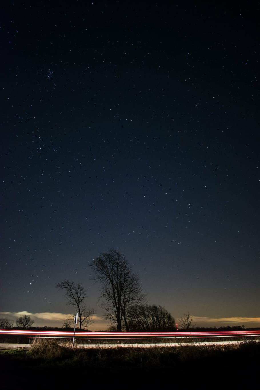 silhouette of trees near road at night time, dark, cloud, sky HD wallpaper