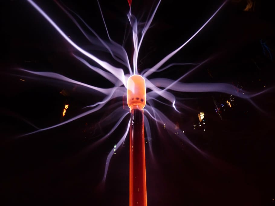 brown and black illustration, plasma lamp, discharge, current HD wallpaper