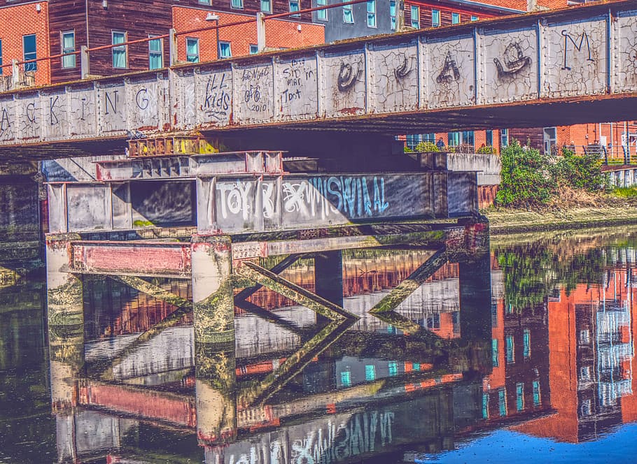 bridge, graffiti, river, ipswich, structure, metal, architecture HD wallpaper