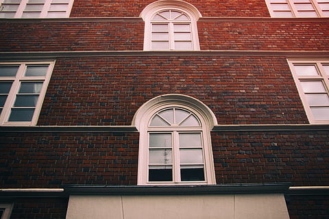 Red brick wall with windows, architecture and Cityscape, building Exterior HD wallpaper