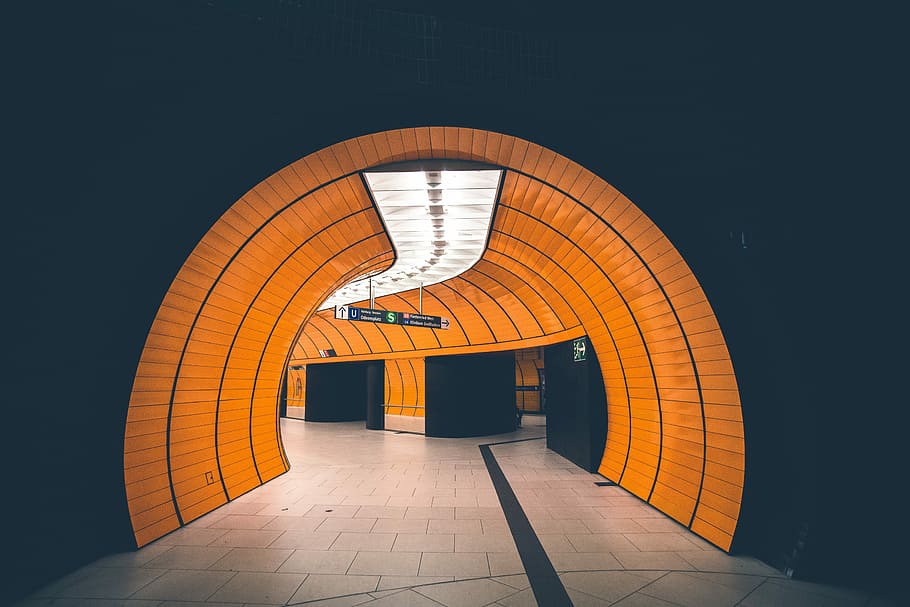 brown and black painted tunnel, architecture, indoors, modern HD wallpaper