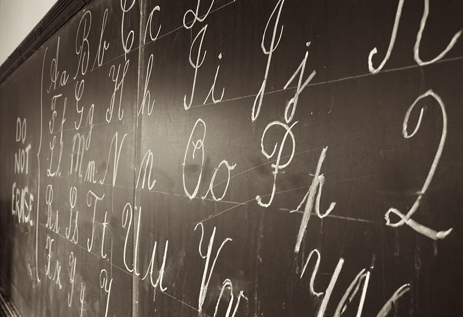 black chalk board with alphabet letters, blackboard, writing, HD wallpaper