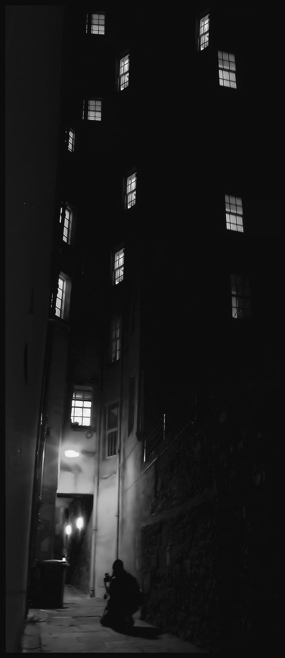 lane, night, architecture, urban Scene, black And White, new York City HD wallpaper