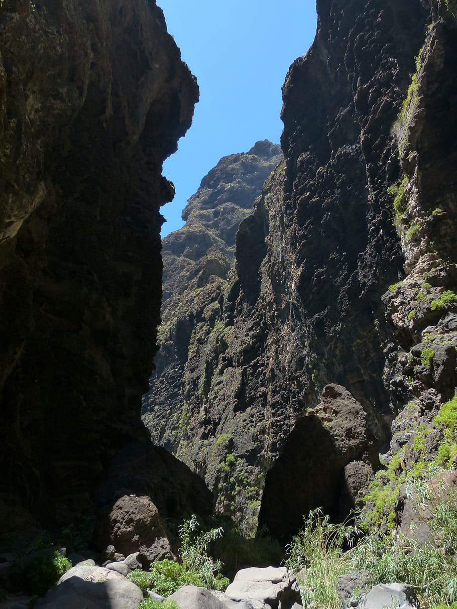 passage, masca ravine, rock, gorge, hike, tenerife, canary islands, HD wallpaper