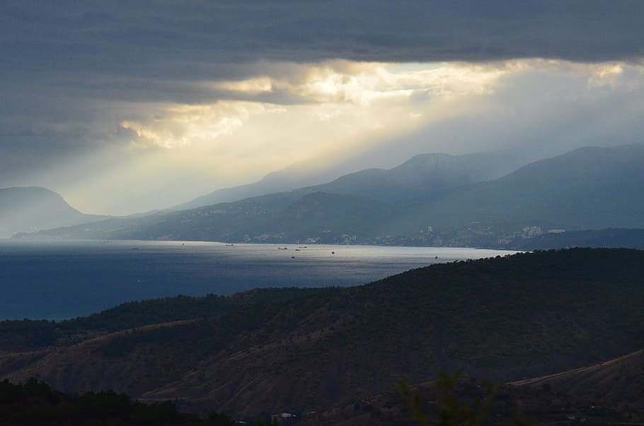 nature, mountain, panoramic, no one, landscape, sky, sea, crimea HD wallpaper
