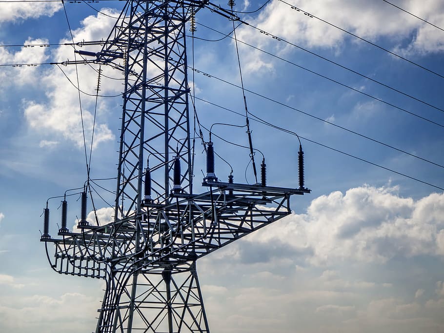 strommast, current, wires, power line, electricity, high voltage HD wallpaper