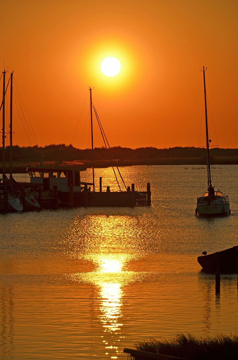 sunset, sea, ships, coast, summer, holiday, nautical Vessel HD wallpaper