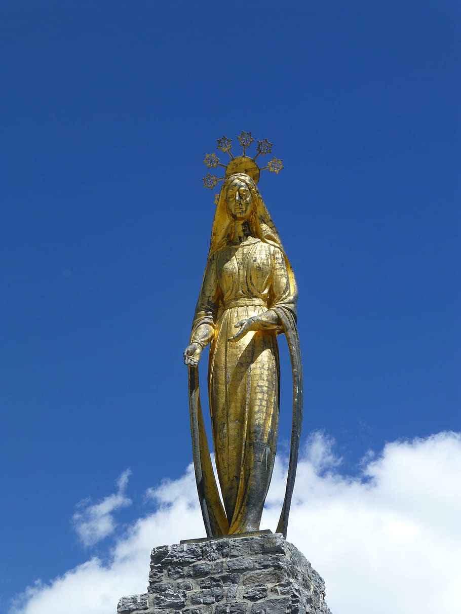 statue, sculpture, hike, art and craft, sky, representation HD wallpaper