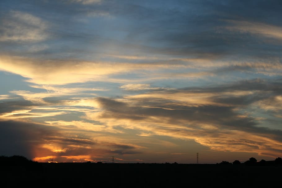 Sunset, Clouds, White, Streaked, Glow, clouds white, orange HD wallpaper