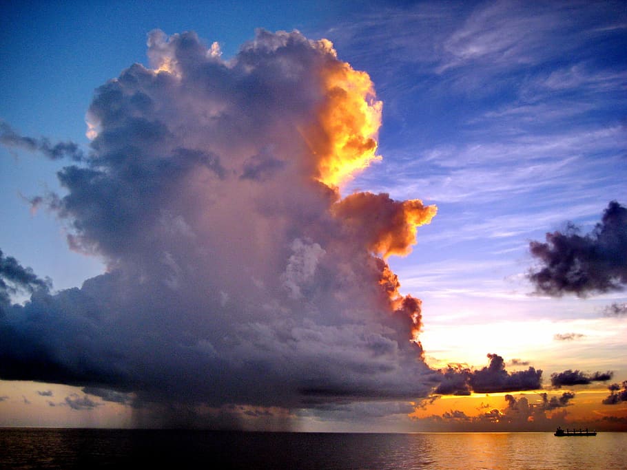 sunset, ocean, atlantic, sea, clouds, sunrise, summer, evening HD wallpaper