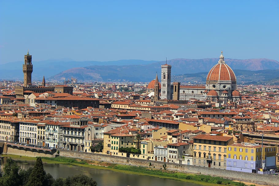 aerial view photography of buildings during daytime, florence, HD wallpaper