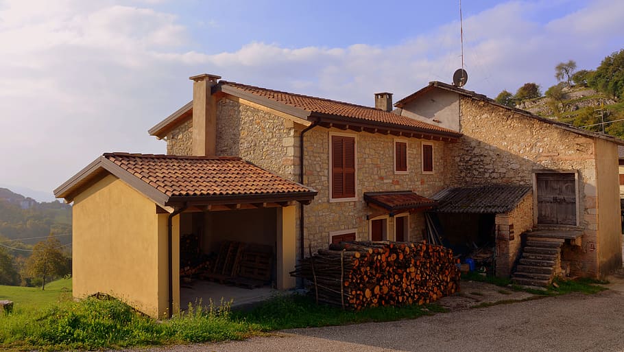 houses, mountain, trail, e5, lessinia, european, italy, excursion HD wallpaper