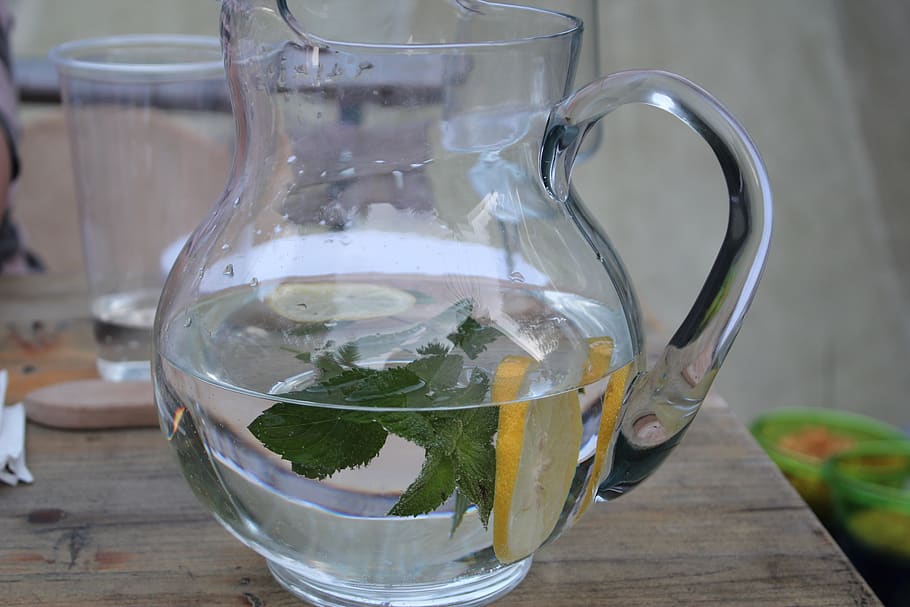 pitcher, water, glass, transparent, glass - material, refreshment HD wallpaper
