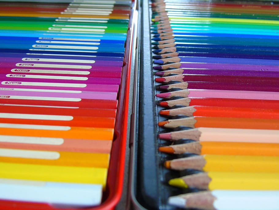 colored pencils, pens, watercolor pencils, paint, school, colorful