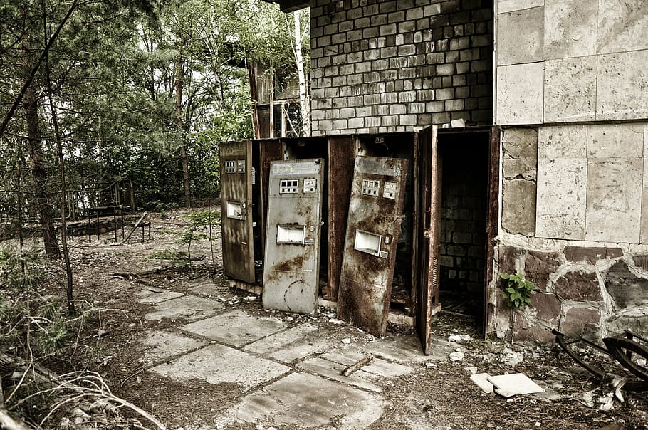 white steel doors, pripyat, chernobyl, architecture, built structure HD wallpaper